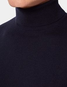 Navy Roll Neck Sweater - Machine Washable-preview1