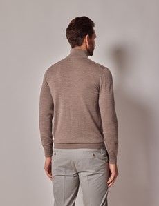 Neutral Roll Neck Merino Sweater - Machine Washable-preview3