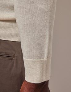 Cream Roll Neck Merino Sweater - Machine Washable-preview4