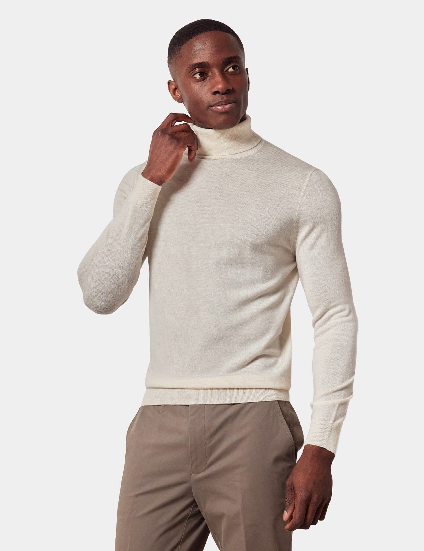 Cream Roll Neck Sweater - Machine Washable