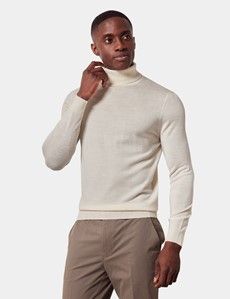 Cream Roll Neck Jumper - Machine Washable