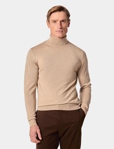 Sand Roll Neck Jumper - Machine Washable
