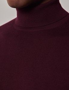 Claret Roll Neck Merino Sweater - Machine Washable-preview2