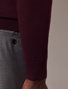 Claret Roll Neck Merino Sweater - Machine Washable-preview4