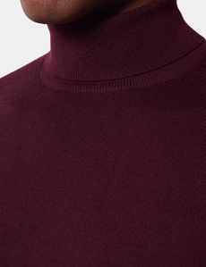 Claret Roll Neck Sweater - Machine Washable-preview1