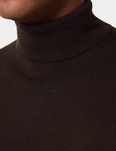 Dark Olive Roll Neck Jumper - Machine Washable