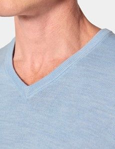 Sky Blue V-Neck Jumper - Machine Washable