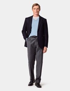 Sky Blue V-Neck Jumper - Machine Washable