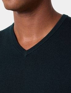 Dark Green V-Neck Jumper - Machine Washable