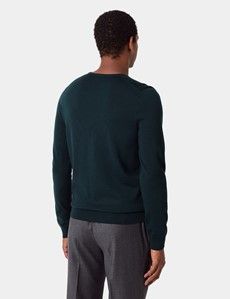 Dark Green V-Neck Jumper - Machine Washable
