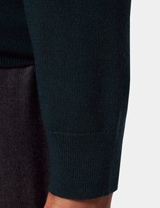 Dark Green V-Neck Jumper - Machine Washable