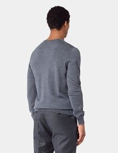 Grey V-Neck Jumper - Machine Washable