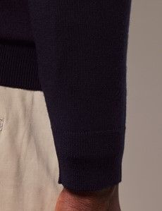 Navy V-Neck Merino Sweater - Machine Washable-preview4