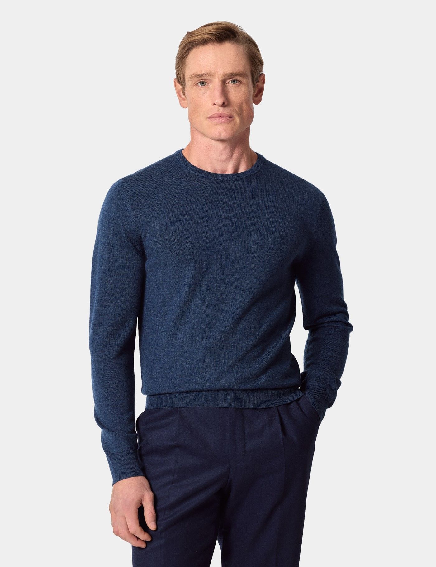 Blue Crew Neck Sweater - Machine Washable