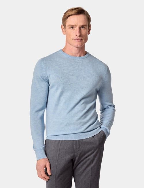 Blue Button Neck Jumper