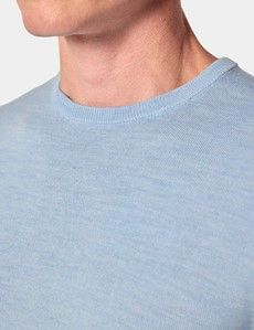 Sky Blue Crew Neck Jumper - Machine Washable