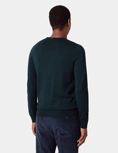 Dark Green Crew Neck Jumper - Machine Washable