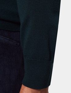 Dark Green Crew Neck Jumper - Machine Washable