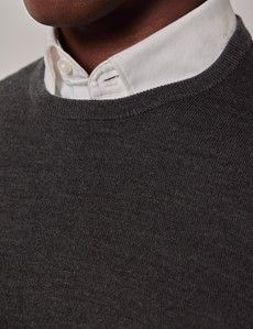 Moss Green Crew Neck Merino Sweater - Machine Washable-preview2