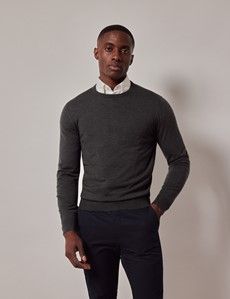 Moss Green Crew Neck Merino Sweater - Machine Washable-preview3