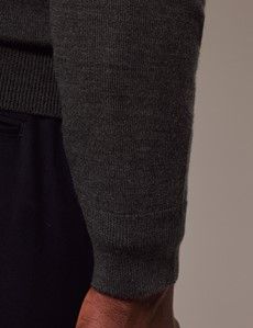 Moss Green Crew Neck Merino Sweater - Machine Washable-preview5