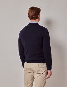Navy Crew Neck Merino Sweater - Machine Washable-preview3