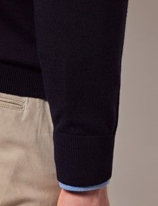 Navy Crew Neck Merino Sweater - Machine Washable-preview4