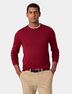 Dark Red Crew Neck Jumper - Machine Washable