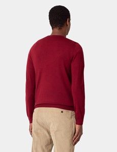 Dark Red Crew Neck Jumper - Machine Washable