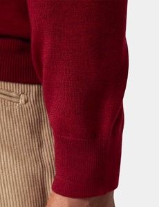 Dark Red Crew Neck Jumper - Machine Washable