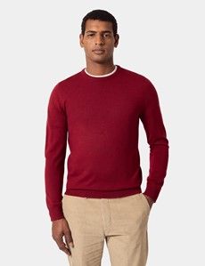 Dark Red Crew Neck Jumper - Machine Washable
