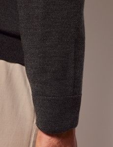 Moss Green Zip Through Merino Sweater - Machine Washable-preview4