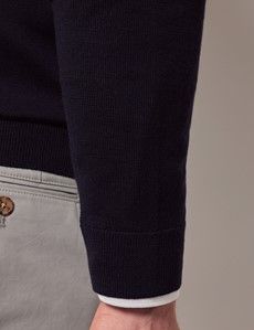 Navy Zip Through Merino Sweater - Machine Washable-preview4