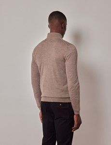 Neutral Zip Through Merino Sweater - Machine Washable-preview4