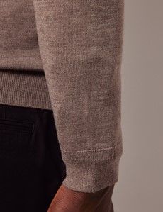 Neutral Zip Through Merino Sweater - Machine Washable-preview5