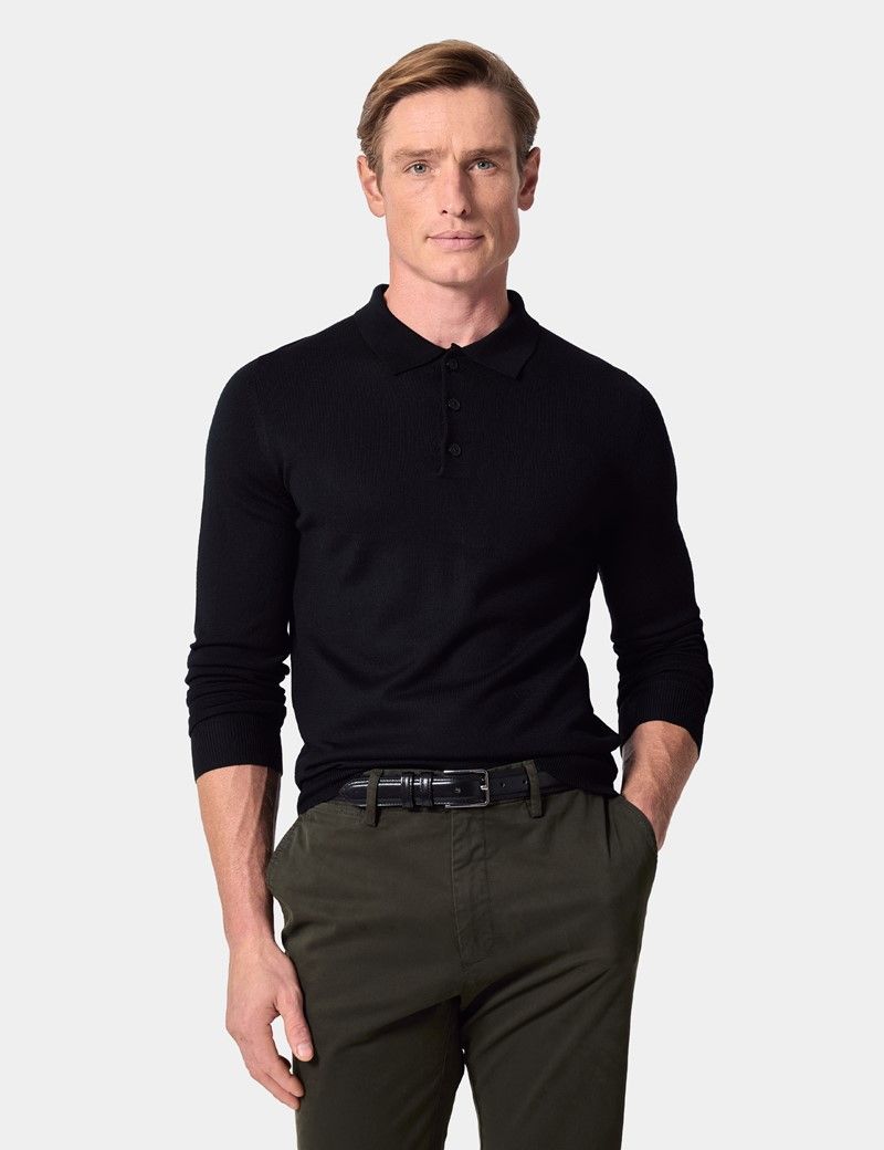 Black Polo Jumper - Machine Washable