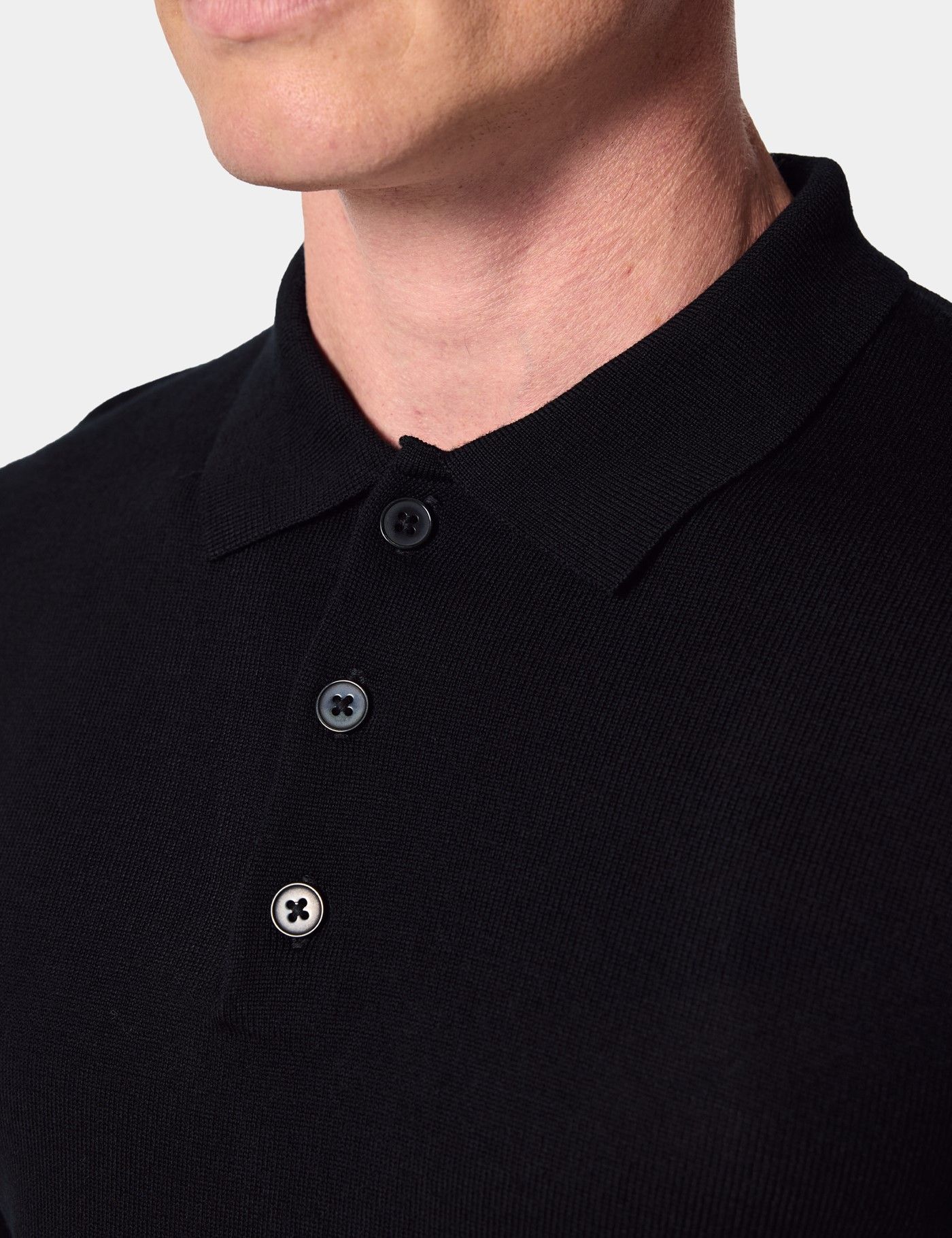 Black Polo Jumper - Machine Washable-preview