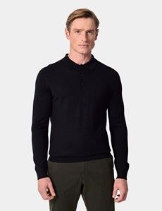 Black Polo Jumper - Machine Washable