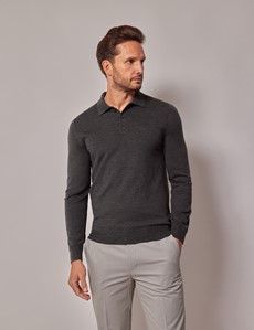 Moss Green Merino Polo Sweater - Machine Washable