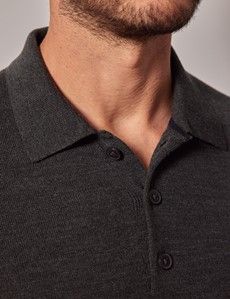 Moss Green Merino Polo Sweater - Machine Washable-preview1