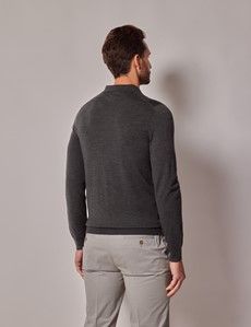 Moss Green Merino Polo Sweater - Machine Washable-preview3