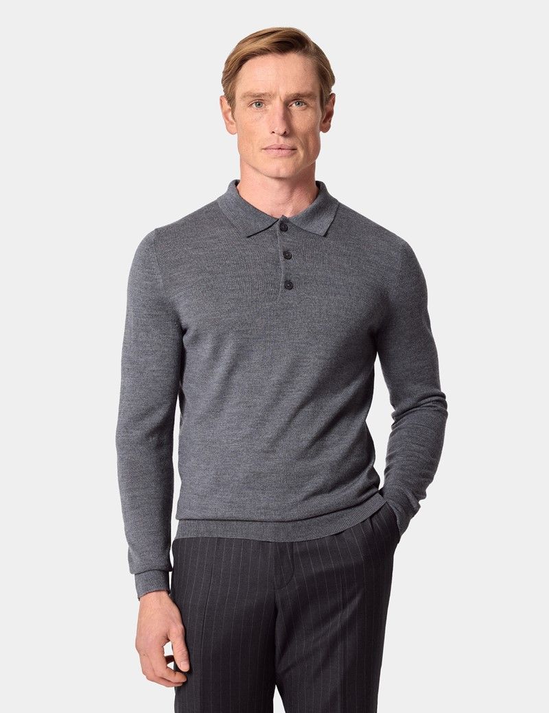 Grey Polo Jumper - Machine Washable