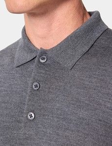 Grey Polo Jumper - Machine Washable