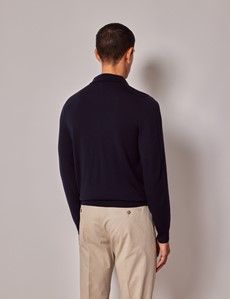 Navy Merino Polo Sweater - Machine Washable-preview3