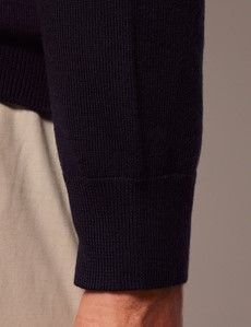 Navy Merino Polo Sweater - Machine Washable-preview4