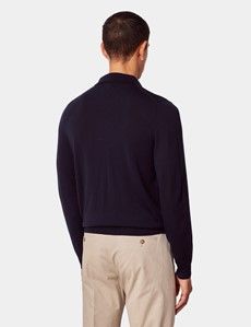 Navy Polo Sweater - Machine Washable-preview2