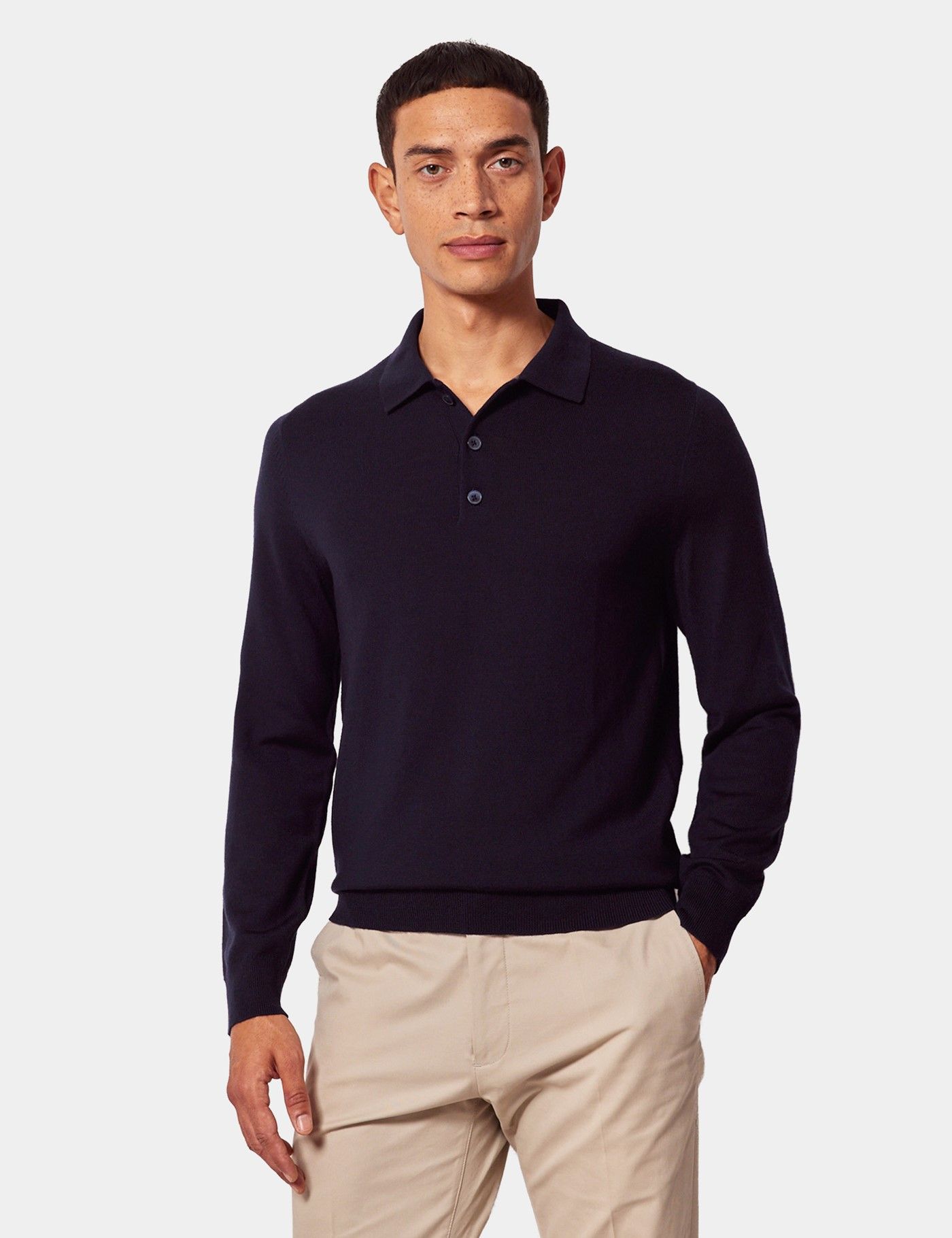 Navy Polo Sweater - Machine Washable