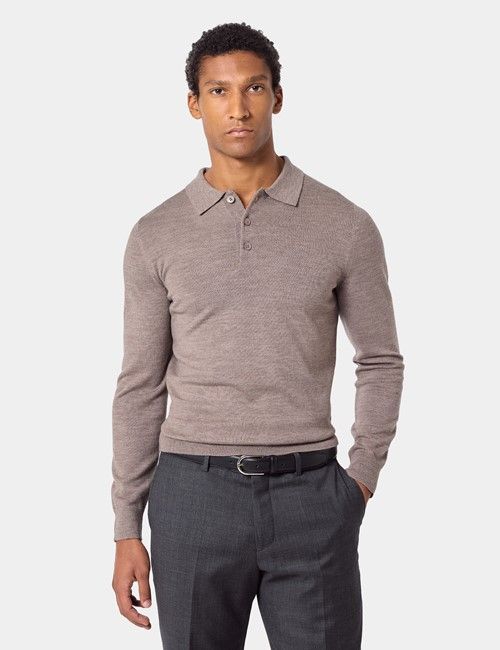 Neutral Polo Sweater - Machine Washable