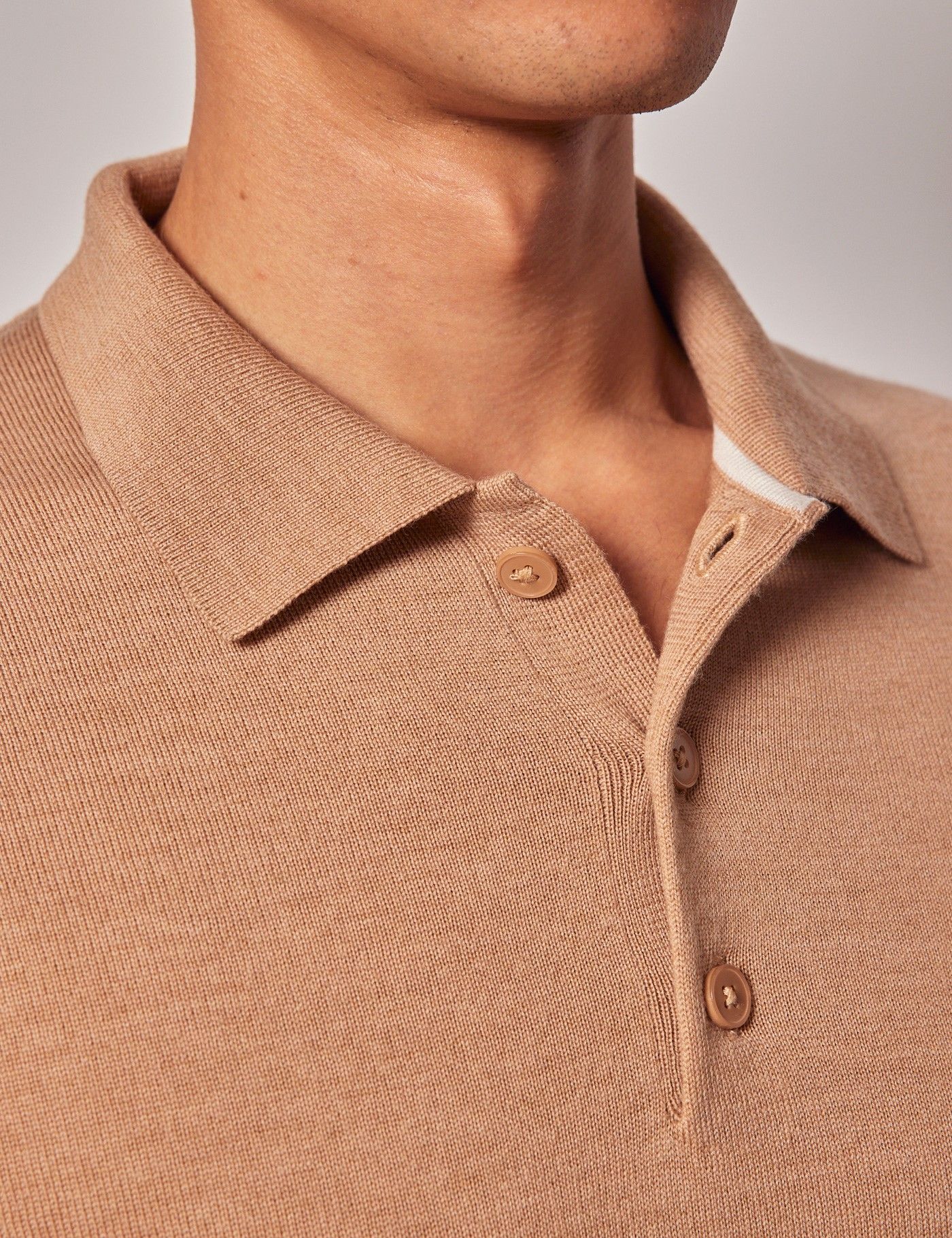 Camel Polo Sweater - Machine Washable-preview