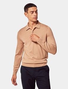 Camel Polo Jumper - Machine Washable